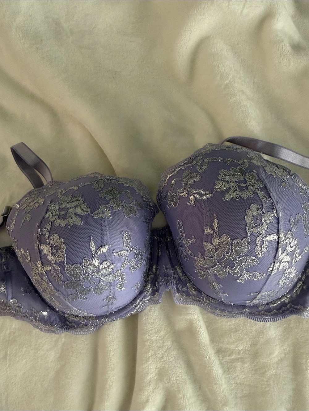 Victoria's Secret Lavender Lace Balconette Bra with Silver Accents